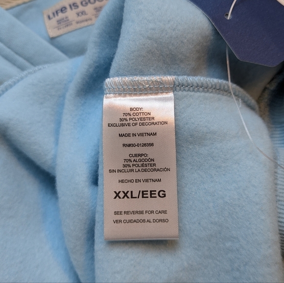 Life Is Good Fleece Hoodie Pullover Sunflower Kangaroo Pocket Light Blue XXL NWT - Picture 12 of 15